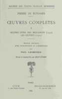 Tome X - Second Livre Des Meslanges (1559), Les Oeuvres (1560)