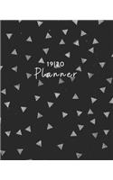 19/20 Planner: Weekly and Monthly Academic Calendar/Agenda July 2019 - June 2020 Black with Silver/Gray Triangle Studs