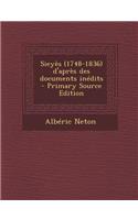 Sieyes (1748-1836) D'Apres Des Documents Inedits