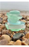 Balanced Green Sea Glass at the Shore Meditation Journal: 150 Page Lined Notebook/Diary