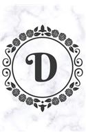D: Sketchbook - Cute Personalized Floral Initial Monogram Drawing Book for Artists - Pretty Doodling Pad for Students for Girls & Women - Letter D - Wh