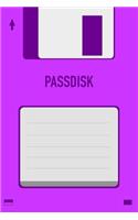 Purple Passdisk Floppy Disk 3.5 Diskette Retro Password log [110pages][6x9]: Vintage Retrowave Vaporwave Theme