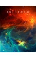 Orange and Blue Space Cover - Notebook Gift: Notebook Lined / Journal Gift, 100 Pages, Large (8.5 x 11 in) Soft Cover, Glossy Finish