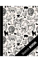 Sketch Book: Practice Drawing, Doodle, Paint, Write: Large Sketchbook And Creative Journal: Funny Farm Animals Pattern