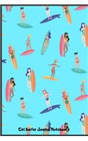 Girl Surfer Blank Lined Journal Notebook
