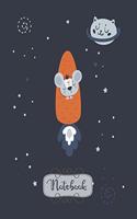 Notebook: Cute animal in space Notebook for Kidls and Lined pages, Extra large (8.5 x 11) inches, 110 pages, White paper(1 Cute Animal in Space Notebook)