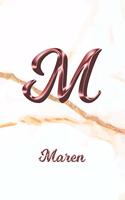 Maren: Sketchbook - Blank Imaginative Sketch Book Paper - Letter M Rose Gold White Marble Pink Effect Cover - Teach & Practice Drawing for Experienced & As