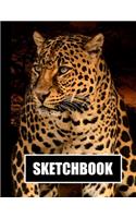 Sketchbook: Leopard Cover Design - White Paper - 120 Blank Unlined Pages - 8.5" X 11" - Matte Finished Soft Cover