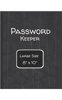 Password Keeper Large Size: 8"x 10" Alphabetical password internet organizer with a Black cover