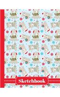 Sketchbook: Cute Christmas Llama Sketchbook Large 8.5x11 Blank 110 Page X-Mas Notebook For Drawing, Doodling, Sketching