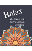Easy Mandala Coloring: 8.5 x 11 coloring book for adults - 25 unique Mandalas with black back pages(1 Themed Coloring Books for Adults)