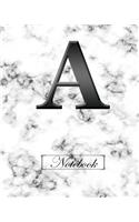 A Notebook: Alphabet Marble Cover Notebook, 100 Lined Pages, Notes, Personalised With Initial, Journal, Jotter