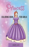Princess Coloring Book For Girls Ages 4-8