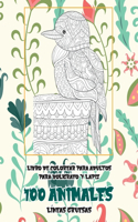 Libro de colorear para adultos para bolígrafo y lápiz - Líneas gruesas - 100 animales