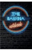 The SABRINA Notebook: Vintage Blank Ruled Personalized & Custom Neon Sign Name Dotted Notebook Journal for Girls & Women. Wall Background. Funny Desk Accessories. Retro B