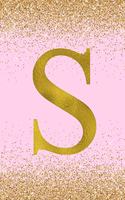 S: Letter S Initial Monogram Notebook - Pretty Pink & Gold Confetti Glitter Monogrammed Blank Lined Note Book, Writing Pad, Journal or Diary with Lines