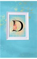 D: Blue and Gold Wisteria Monogram Journal for Women and Girls 120 page Lined Initial Letter Notebook