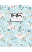 Blank Sheet Music Notebook: Easy Blank Staff Manuscript Book Large 8.5 X 11 Inches Musician Paper Wide 12 Staves Per Page for Piano, Flute, Violin, Guitar, Trumpet, Drums, Cell