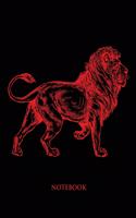 Lion Notebook: Hand Writing Notebook - Large (8.5 x 11 inches) - 110 Numbered Pages - Red Softcover