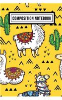 Llama Wide Ruled Composition Notebook