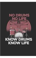 No Drums No Life: Drum Notebook, Dotted Bullet (6" x 9" - 120 pages) Musical Instruments Themed Notebook for Daily Journal, Diary, and Gift