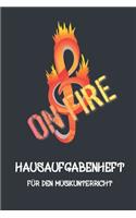 On Fire Hausaufgabenheft für den Musikunterricht I Notizbuch inkl. Notenlinienteil