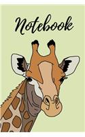 Notebook: 6" x 9" Light Green Giraffe Illustration College Ruled Notebook