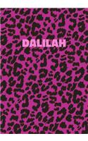 Dalilah: Personalized Pink Leopard Print Notebook (Animal Skin Pattern). College Ruled (Lined) Journal for Notes, Diary, Journaling. Wild Cat Theme Design wi