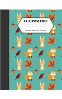 Composition: Book - Wide Ruled - Cute Notebook with Autumn Fox & Rabbit - Journal for Students / Teachers - 7.44 x 9.69(15 Back to School Notebooks)