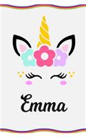 Emma: Personal Notebook Personal Diary Unicorn Notebook Writing Journal Personalized Notebook Custom Notebook Unicorn Gift Unicorn Birthday Book Custom Na