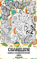 Animal Mandala Coloring Book for Kids - Easy Level - Chameleon