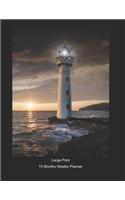 Large Print - 2020 - 15 Months Weekly Planner - Lighthouse - Beacon Of Light