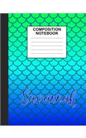 Savannah Composition Notebook: Wide Ruled Composition Notebook Mermaid Scale for Girls Teens Journal for School Supplies - 110 pages 7.44x9.106