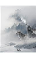 Notes: Composition Notebook - Wolf Howling at Moon College Ruled Lined Pages Book 8.5 x 11
