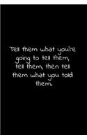 Tell them what you're going to tell them, tell them, then tell them what you told them.