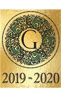Weekly Planner Initial Monogram "G" September 2019 - December 2020