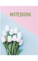 Notebook: Glossy Cover, 160 wide-ruled pages (front and back), Blank Lined Notebook, Letter Size 8.5" x 11" Notebook: Large Composition Book, Flat lay of pret