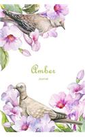 Amber Journal: Personalized Name Journal or Diary Notebook For Women To Write In, Birds and Flowers (Gift Journal)