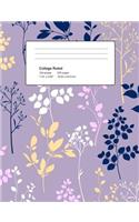 Purple Meadow Composition Notebook College Ruled 200 Pages