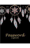 Password Logbook: Pretty Boho Black Book, 8.5