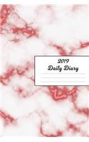 2019 Daily Diary: White & Red Marble Effect Cover January 19 - December 19 Writing Journal Document, Plan & Diarise Your Life, Set Goals & Get Things Done