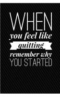 When You Feel Like Quitting Remember Why You Started