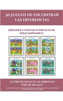 Aprender a contar en preescolar, hojas imprimibles (30 juegos de encontrar las diferencias): Cómprelo mientras queden existencias y reciba 20 libros en PDF adicionales gratis. Más de 600 fichas imprimibles en total