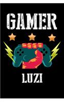 Gamer Luzi: Liniertes Notizbuch für deinen Vornamen