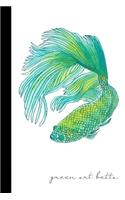 Green Art Betta: small lined Betta Siamese Fighting Fish Notebook / Travel Journal to write in (6'' x 9'') 120 pages