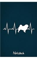 Notizbuch: Blaues Punktraster Chow Chow Herzschlag Hunde Notizheft ca DIN A5 weiß punktiert 110 Seiten