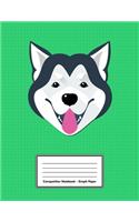 Composition Notebook - Graph Paper: Green Siberian Husky Dog - 109 pages 8.5"x11" - White Blank 5x5 Exercise Book - School Subject - Gift For Kids Teenager Adult Teacher Student - Jour