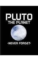 Pluto the Planet Never Forget: Cute Pluto Saying Blank Sketchbook to Draw and Paint (110 Empty Pages, 8.5" x 11")