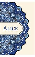 Mandala Notebook with Personalized Monogram Alice