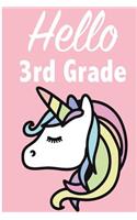 Hello 3rd Grade: Unicorn School Supplies For Girls 8.5 x 11, 120 Page Blank Lined School Notebook